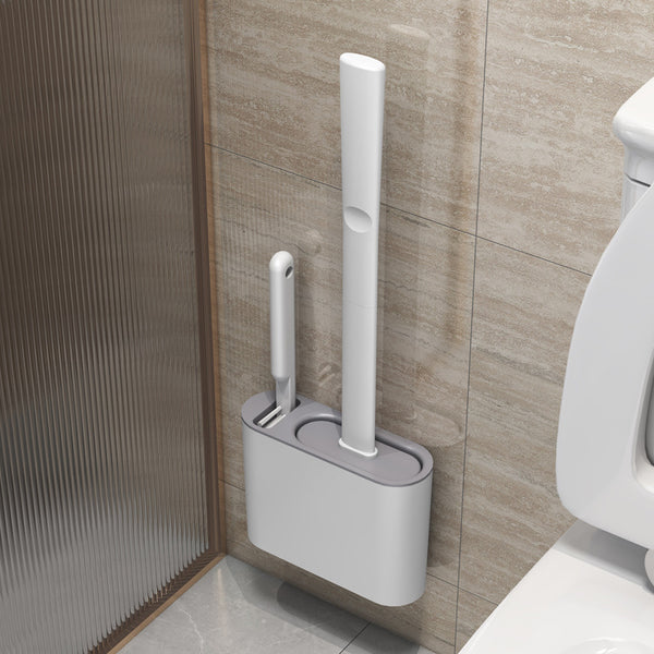 Silicone toilet brush set, cleaning brush without dead ends, household bathroom wall-mounted wall-mounted non-punching toilet brush
