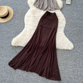 French chic halter neck one-shoulder sexy midi skirt two-piece set - women's summer slim-fit mesh fashionable elegant outfit