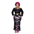 supply of african autumn fashion women's long lantern sleeves sequin evening dress women's waist long skirt