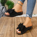 Southeast asia export wedge heel platform flip-flops women's cross-border plus size bow fish mouth beach sandals wish