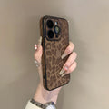 Leopard print leather texture phone case for iphone 17, protective cover for iphone 15 pro max, apple 15 with lens film, cross-border
