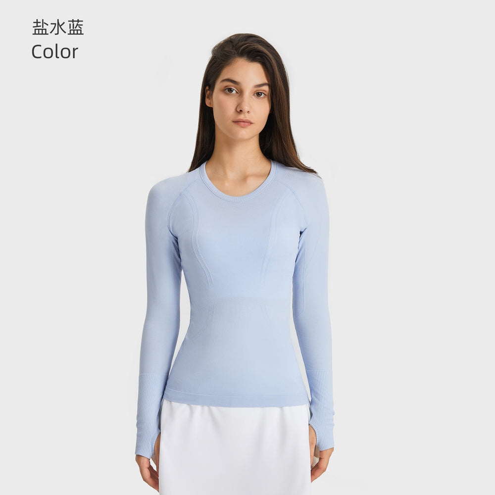 D19083: diqian apparel new seamless yoga top - women's long sleeve activewear for running, comfort, breathability, and fitness