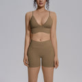 seamless pure color beautiful back tight breathable short high elastic yoga suit sports running fitness yoga suit