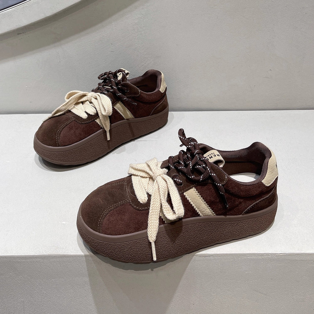 Fashionable retro german army trainers (gats) for women, spring 2026 new collection: suede, chunky sole, platform, casual, versatile, non-slip sneakers