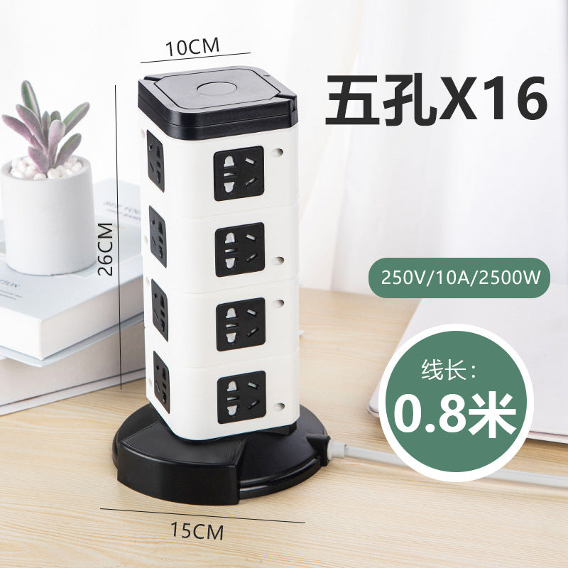 Smart vertical tower usb socket strip multifunctional multi-outlet office home computer power strip charger