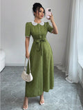 summer new arrival: french retro elegant lace patchwork polka dot dress