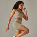 Sexy backless cami bra set - seamless high-waisted butt-lifting tight shorts - quick-dry activewear yoga outfit
