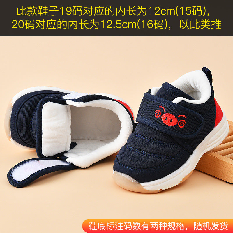 Baby walking shoes for girls, sizes 0-1 to 1-3 years, infant shoes, toddler autumn/winter soft sole, fleece-lined and thickened, cotton shoes for boys