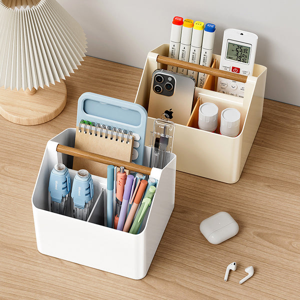Liheng ins Japanese simple book desktop multi-grid portable pen holder student pen holder multi-functional stationery large-capacity collection