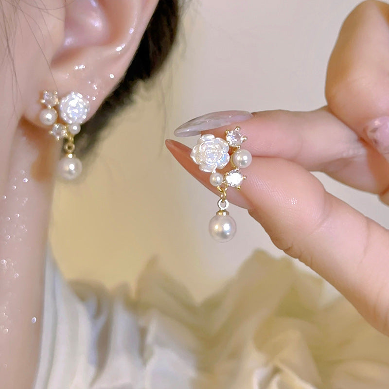 Ins style pearl earrings for women 925 silver needle niche design butterfly earrings accessible luxury high-end earrings earrings earrings