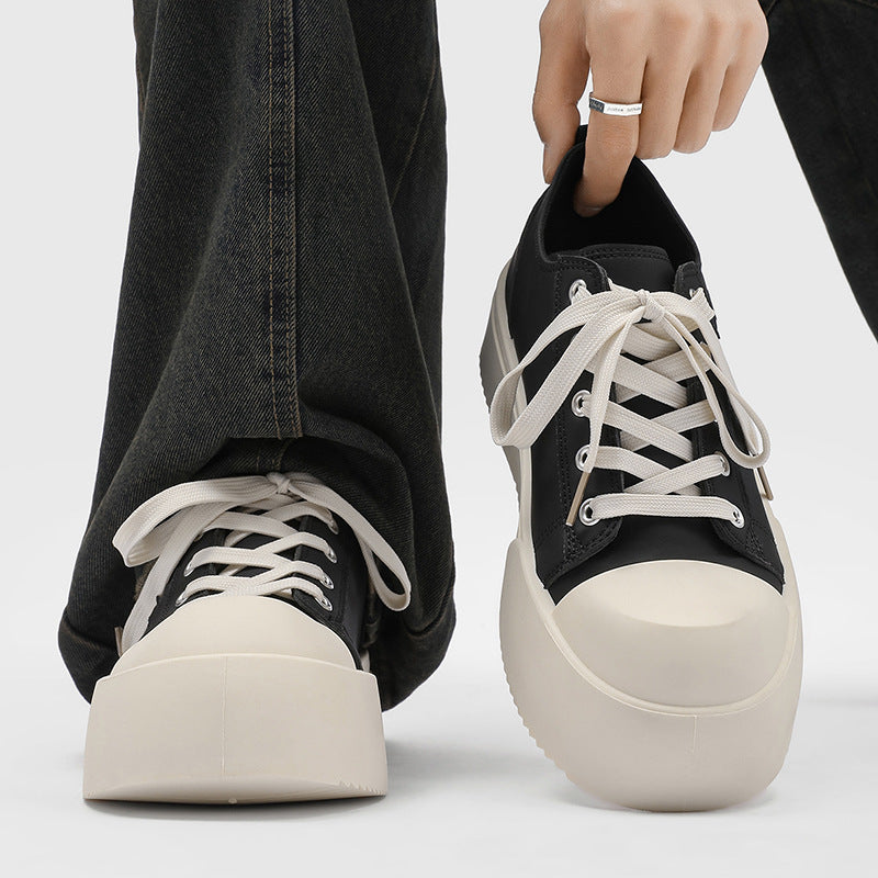 Mickey big head lightning derby shoes men 2026new arrivalthick sole heightened black warrior casual low ankle sneakers sports shoes