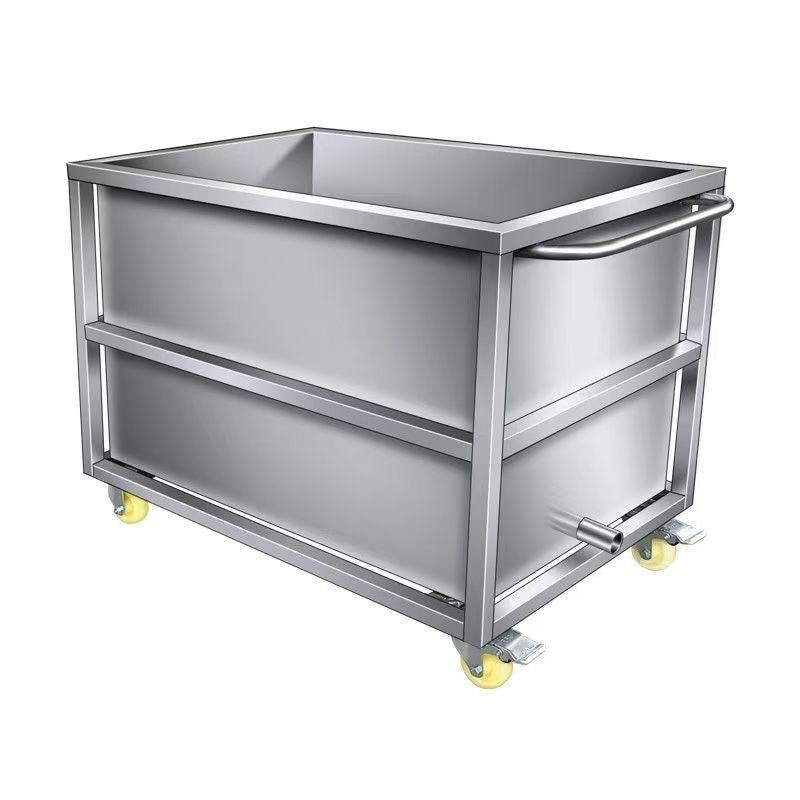 Stainless steel square storage box movable water storage tank industrial water storage bucket trolley stewing bucket soaking pool