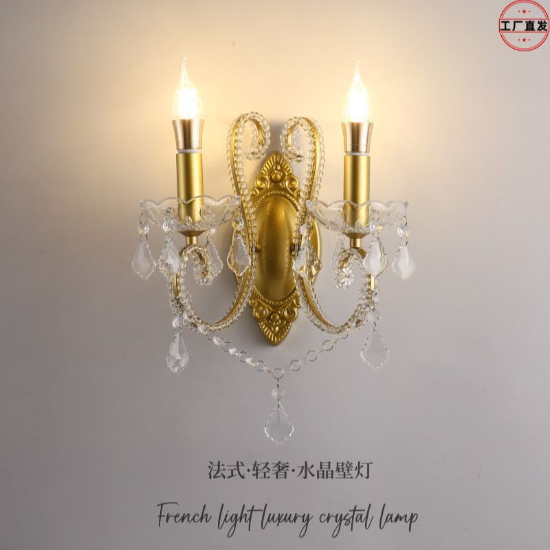French crystal wall sconce - bedroom bedside, living room, hallway, entryway, study - european style crystal wall lamp