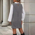 european and american cross-border  autumn new arrival: slim-fit, figure-flattering, faux two-piece a-line dress