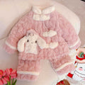 Three-layer thickenedfleece-linedthickenedgirlfall and winter flannel pajamas chinese style heattechsuitkids baby home clothes