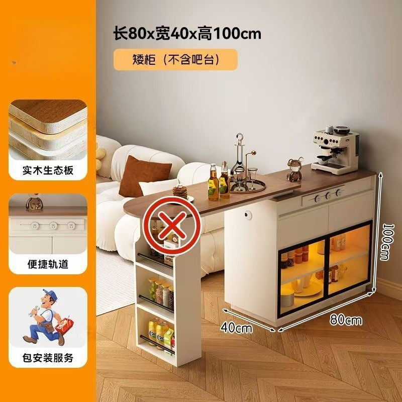 Solid wood sideboard bar all-in-one living room cream style partition cabinet wine cabinet medieval style wall storage storage low cabinet