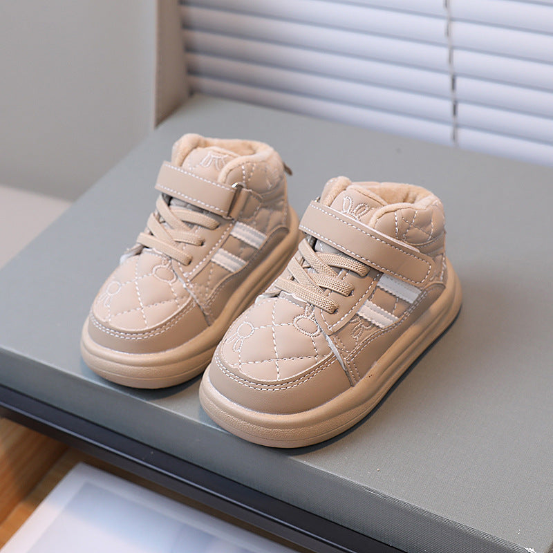 Kids' athletic shoes: new autumn/winter  collection - boys' lightweight fleece-lined cotton shoes, soft-soled fashionable girls' casual shoes, ages 1-6