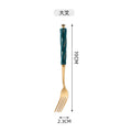 Amazon stainless steel cutlery set - creative ceramic stainless steel coffee spoon, fruit fork, dark green knife, fork, and spoon