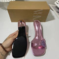 Za new 2024 french summer stiletto heel square toe thong sandals with seashell buckle detail and open back for women