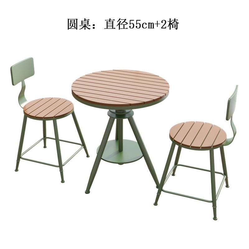Outdoor casual dining set - waterproof & sun-resistant table and chairs - two chairs included - balcony adjustable round table