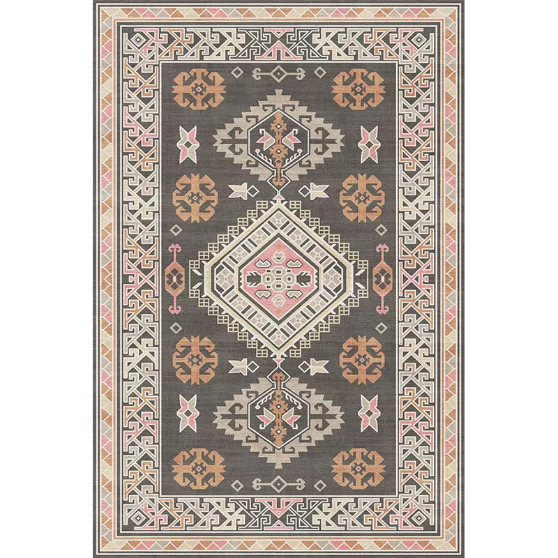 retro ethnic moroccan faux cashmere rug - durable, stain-resistant, perfect for living room coffee tables, bedroom bedside, and more