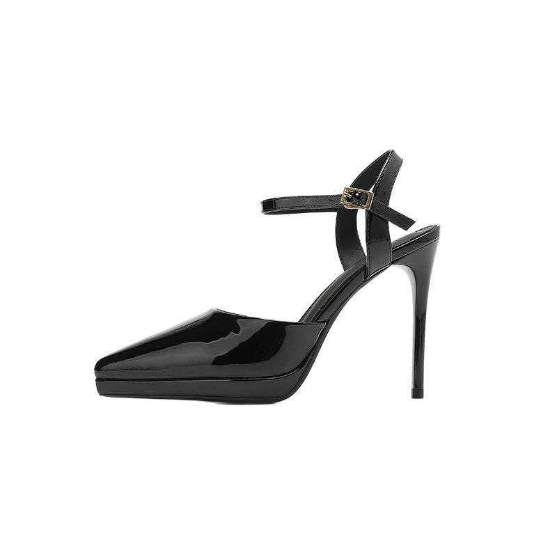 Waterproof platform flats 2025 women's summer new arrivaleasiest for matchnon-slip stiletto high heels hollow pointed toe high heel sandals for women
