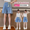 Girls' shorts summer pants kids summer pants outerwear  new girls' tencel lightweight capri pants