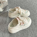 2026 new summer/autumn two-wear slip-on chunky sole canvas sneakers - women's student style, white shoes, versatile bread shoes