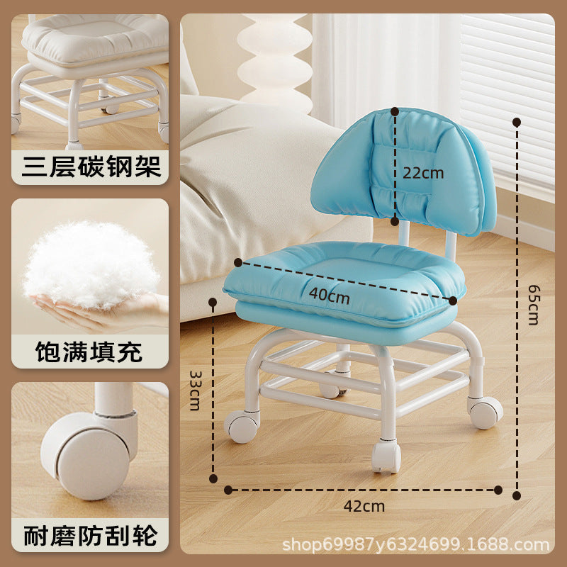 Raised universal wheel, small stool, silent backrest chair, pulley, low stool with baby bench, beautiful seam stool, shoe change household