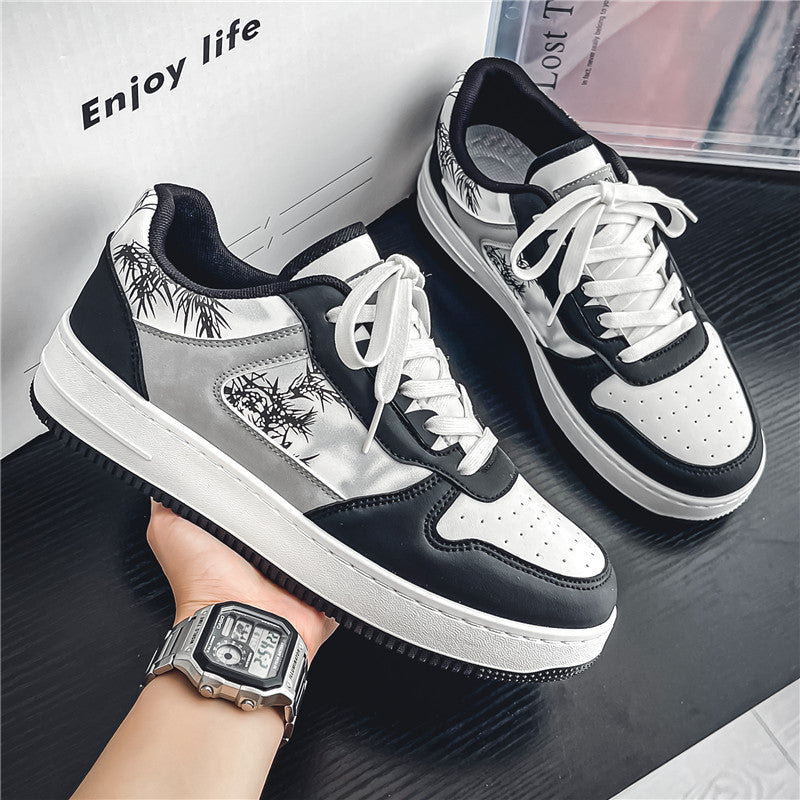 Trendy ink wash painting skate shoes - 2026 new men's collection: high-style, versatile, casual sneakers for students and athletes