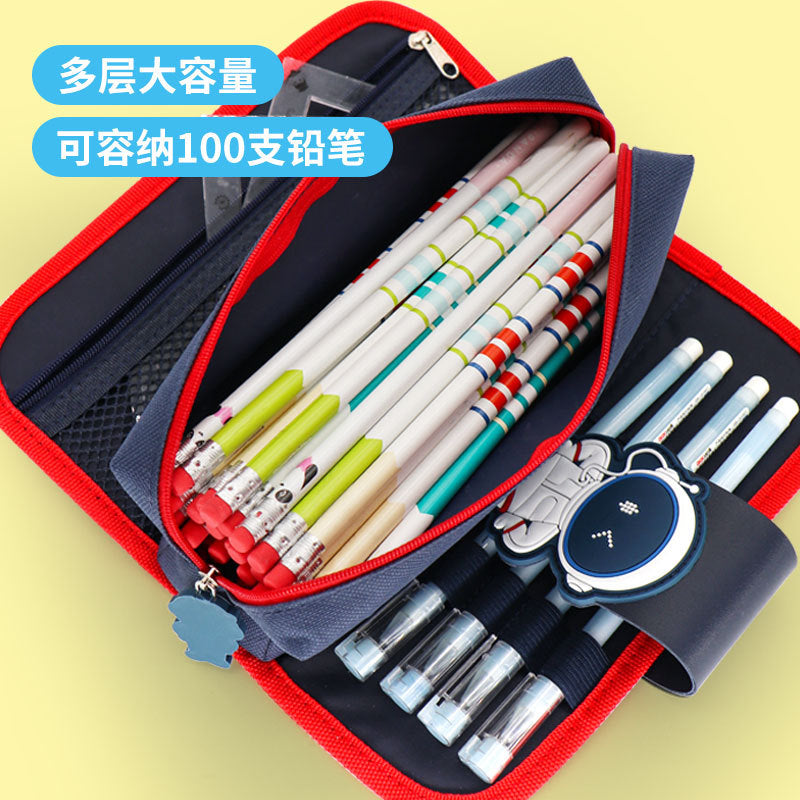 Pencil bag custom upgrade removable pencil bag cartoon pencil bag multi-layer Oxford cloth primary and secondary school students stationery box wholesale