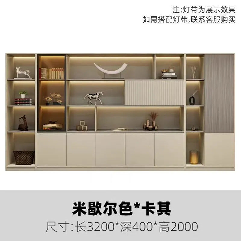 Office bookcase boss background cabinet file cabinet wooden information cabinet storage storage wall floor cabinet