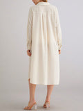Plus size white shirt dress for work or vacation: long sleeve, tie-waist, slimming, and flattering - perfect for curvy women
