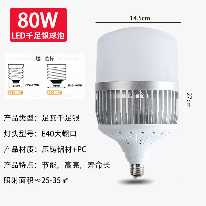 Cross-border led bulb high-power fin factory workshop warehouse explosion lighting bulb screw e27 energy-saving bulb
