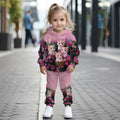 Kids' hoodie set, cross-border hot-selling cartoon animal print girls' fashion hooded sweatshirt and sweatpants set