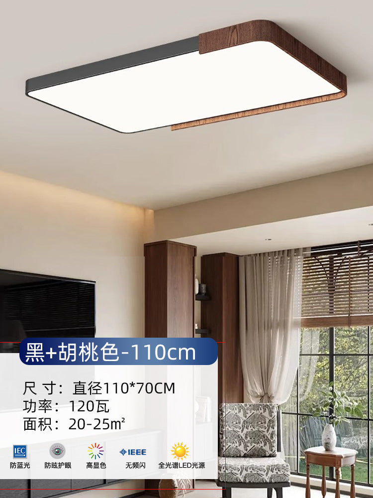 Wabi sandy wind walnut color bedroom ceiling light retro eye protection master bedroom room lamp round medieval study light