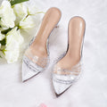 Wo huizhou 2026 transparent rhinestone pointed toe stiletto heel women's sandals & slippers - summer outdoor wear
