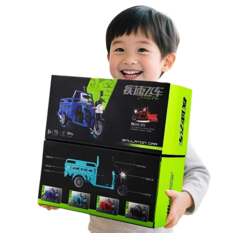 children's inertial tricycle toy, boys' simulated motorcycle express delivery tricycle truck, ages 3-6