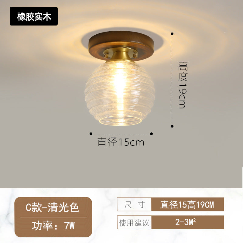 Walnut color new Chinese ceiling light corridor entrance balcony entry light personalized solid wood cloakroom Chinese lighting