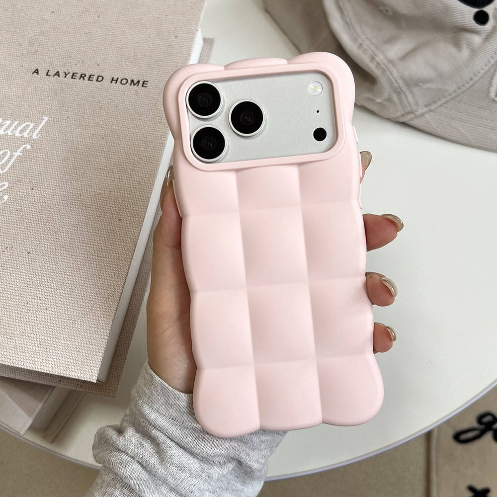 Suitable for apple 17 mobile phone case stereo concave and convex air cushion soft shell simple milk color iphone18promax cloud shell