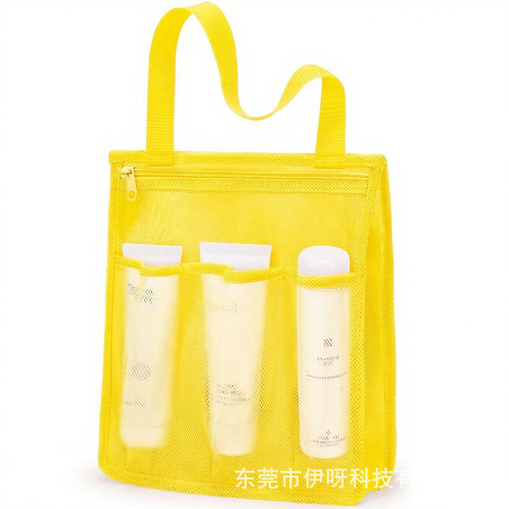 Beach mesh bag bath basket bathing pouch large capacity swimming gym bag seaside handheld storage hanging bag wet and dry separation