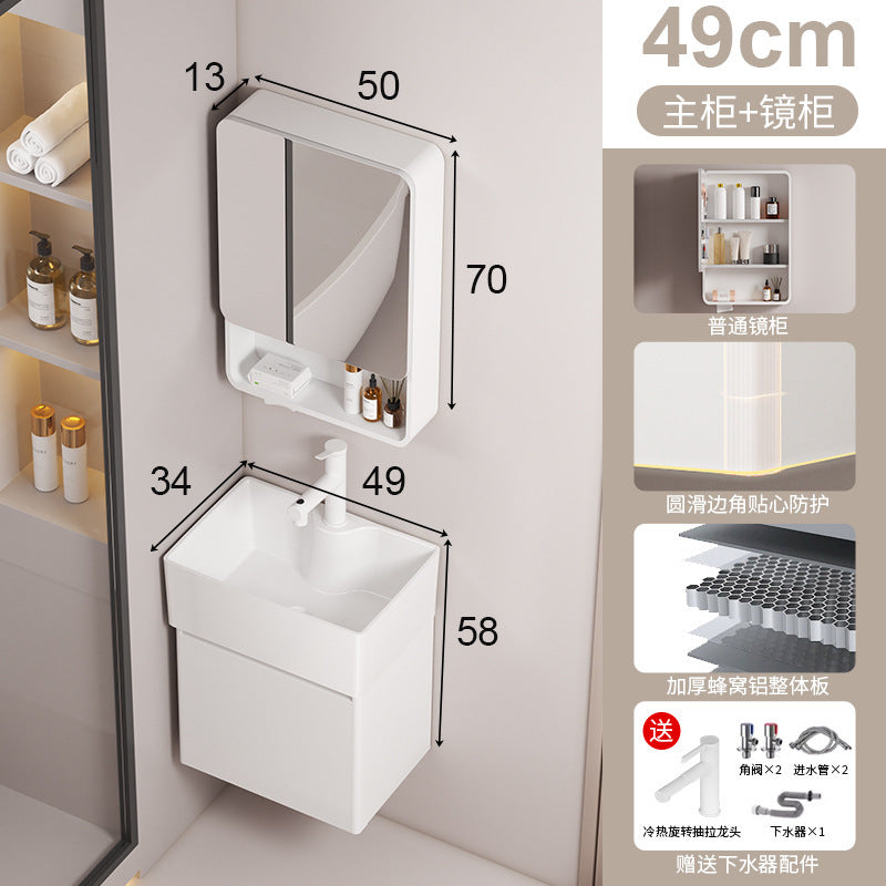 Small apartment circular arc bathroom cabinet deepened wash basin space honeycomb aluminum washbasin cabinet combined toilet washbasin