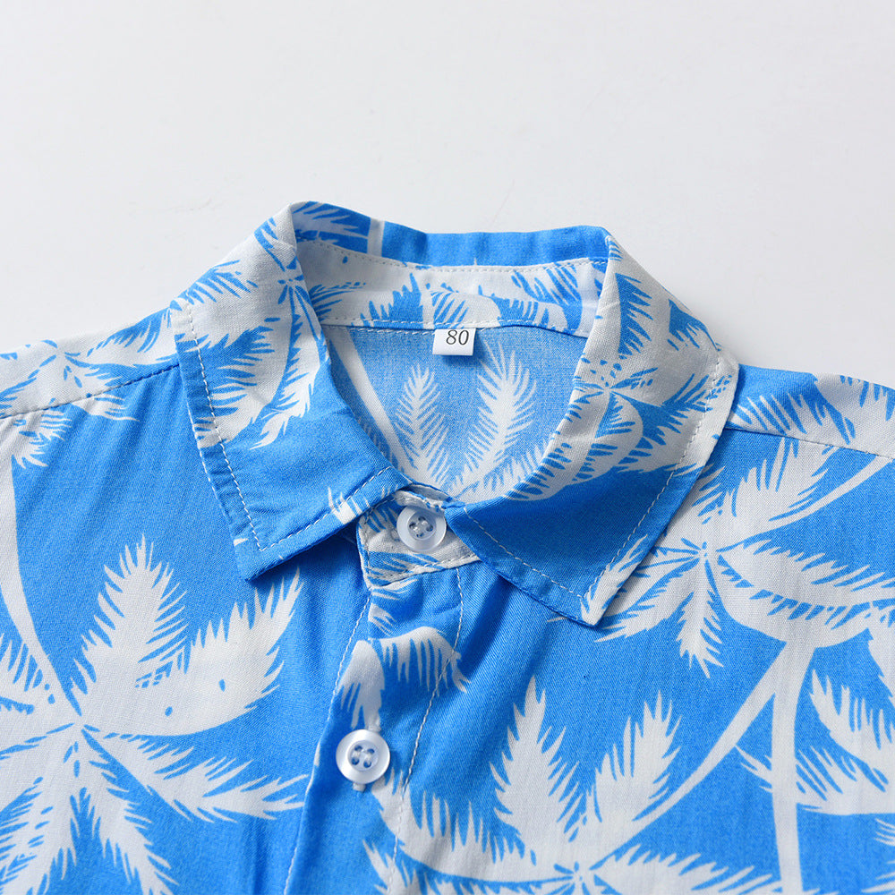Kids' floral shirt, boys' cotton shirt, children's outfit set, loose-fit lightweight summer clothing, boys' shirt