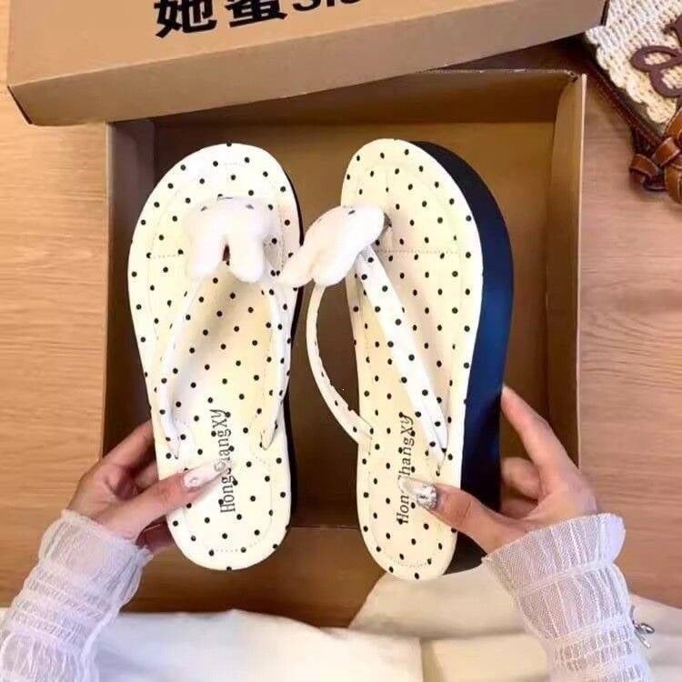 Outwearplaid summerfashionpopulareasiest for matchfairy stylecasualheight-increasing soft bottom flip-flop sandals