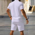 hot-selling men's polo shirt set, new summer two-piece casual short-sleeve and shorts set, dropshipping available