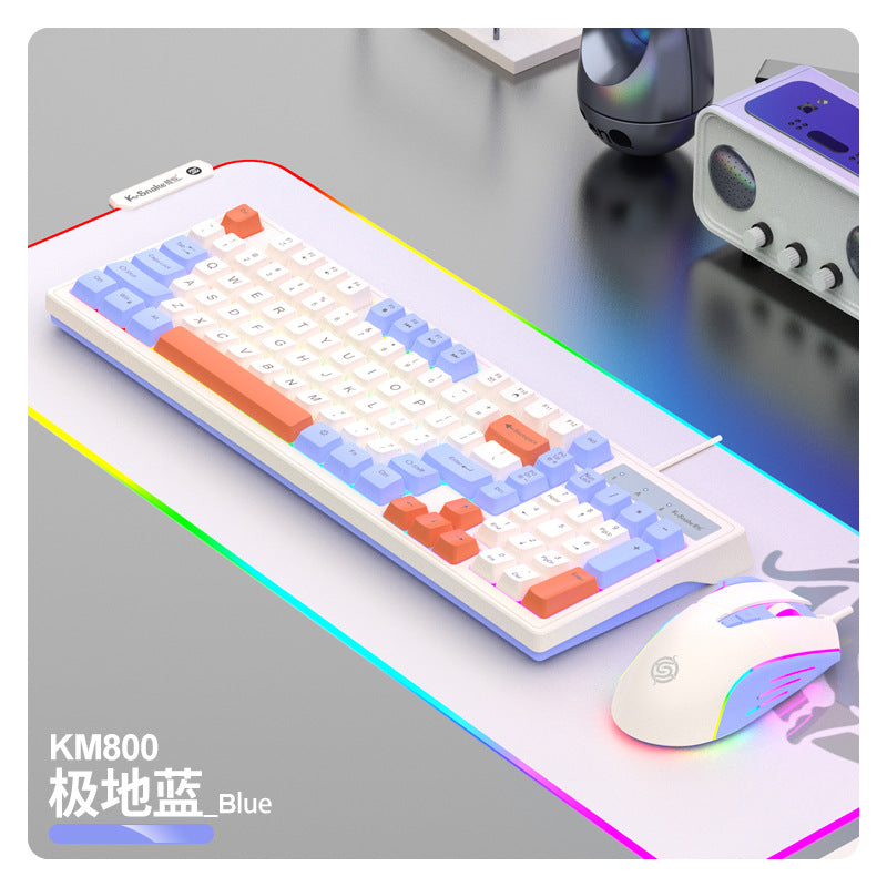 Viper km800 mechanical feel gaming keyboard and mouse wired illuminated set - 98 keys - office/home usb