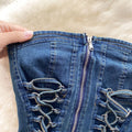 Pure desire sexy hot girl denim suit women's french strap sleeveless tube top vest high waist a-line cake skirt