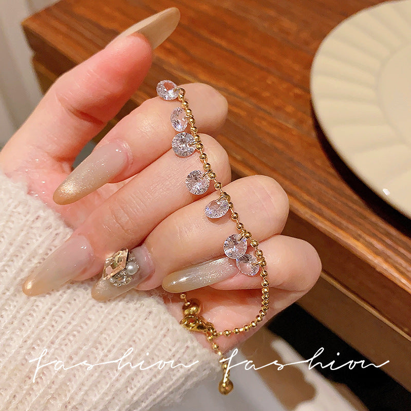 Super fairy micro-embedded zircon bows bracelet for women classy sense of accessible luxury crystal bracelet best selling exquisite pull-out hand jewelry