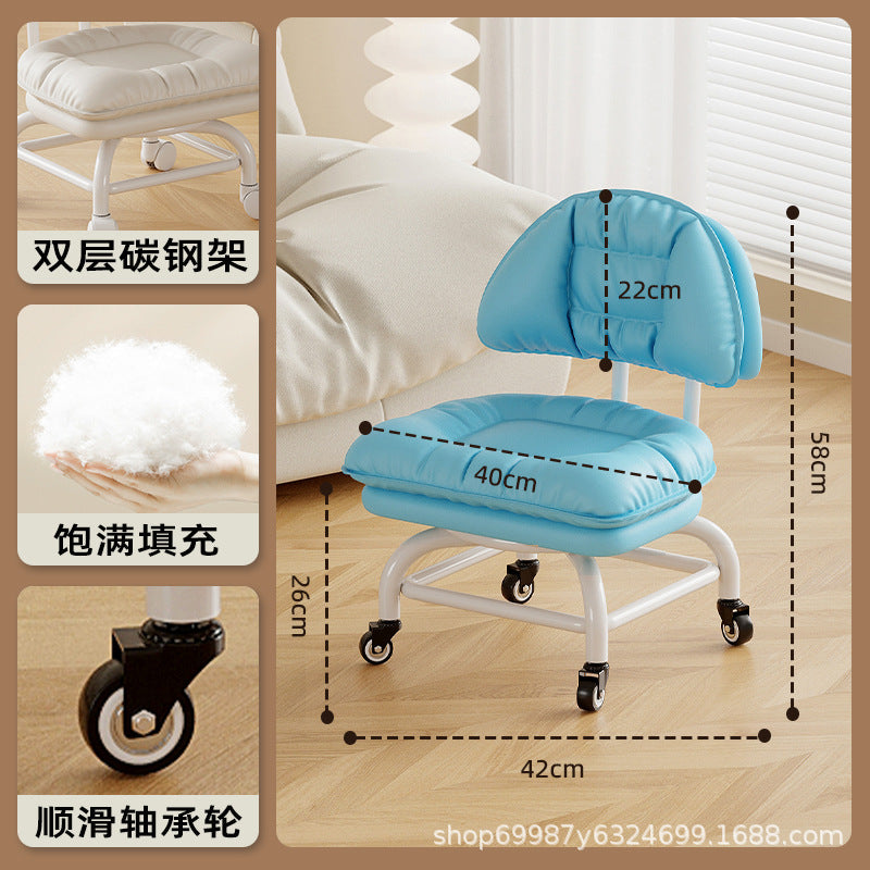 Raised universal wheel, small stool, silent backrest chair, pulley, low stool with baby bench, beautiful seam stool, shoe change household