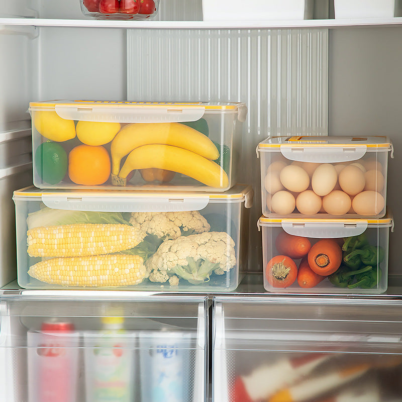 Food grade refrigerator storage fresh-keeping box, transparent food freezing sealed box with lid, kitchen vegetable egg storage box